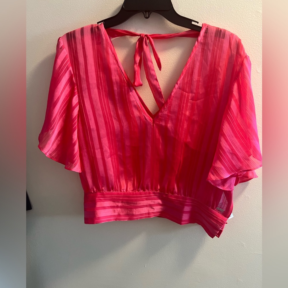 GUESS pink Blouse top Size extra large cropped prairie boho